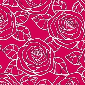 Rose Cutout Pattern - Ruby and White