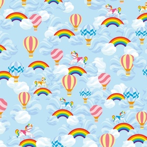 Cotton Candy Clouds Hot air Balloons Rainbows and Unicorns