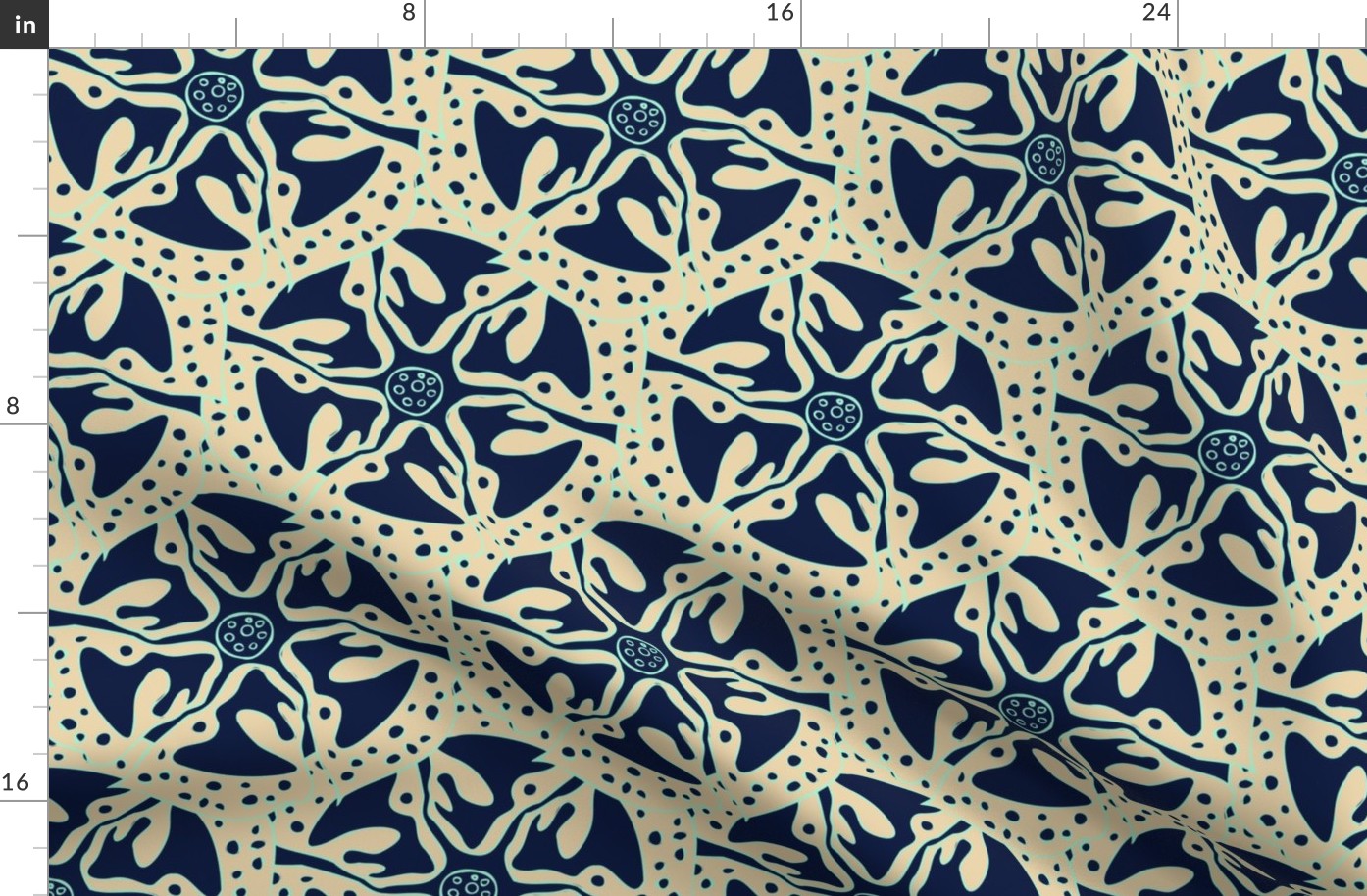 sand dollar floral midnight blue