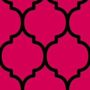 Extra Large Moroccan Tile Pattern - Ruby and Black