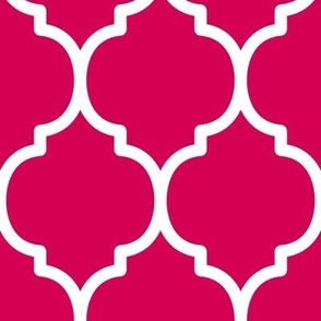 Extra Large Moroccan Tile Pattern - Ruby and White
