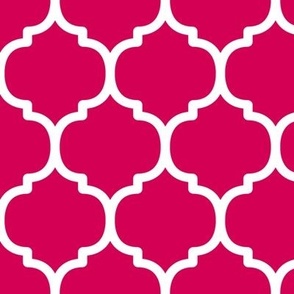 Large Moroccan Tile Pattern - Ruby and White