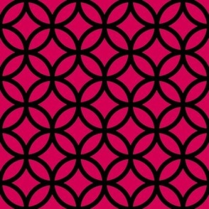 Interlocked Circles Pattern - Ruby and Black