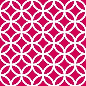 Interlocked Circles Pattern - Ruby and White