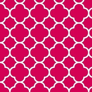 Quatrefoil Pattern - Ruby and White