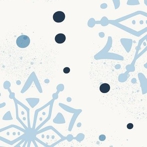Snow Storm - Winter Snowflakes Ivory Fog Blue Jumbo Scale