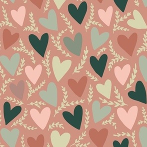 field of hearts - earthy pink