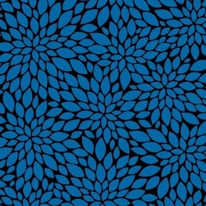 Dahlia Blossoms Pattern - French Blue and Black