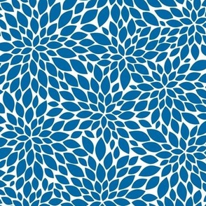 Dahlia Blossoms Pattern - French Blue and White