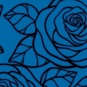 Large Rose Cutout Pattern - French Blue and Black