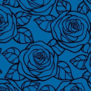 Rose Cutout Pattern - French Blue and Black