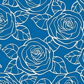Rose Cutout Pattern - French Blue and White