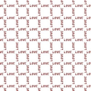 Love and Lace - Grungy Love Text Plaid Red on White Mini