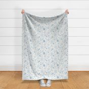 Snow Storm - Winter Snowflakes Ivory Fog Blue Large Scale