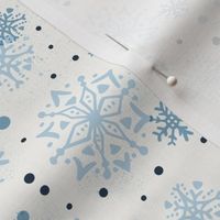 Snow Storm - Winter Snowflakes Ivory Fog Blue Regular Scale