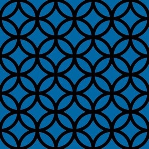Interlocked Circles Pattern-  French Blue and Black