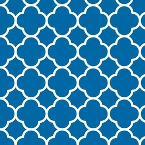 Quatrefoil Pattern-  French Blue and White