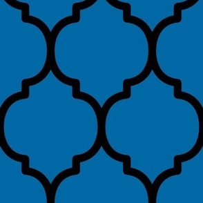 Extra Large Moroccan Tile Pattern-  French Blue and Black