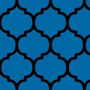 Large Moroccan Tile Pattern-  French Blue and Black