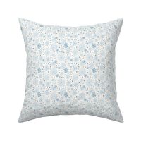 Snow Storm - Winter Snowflakes Ivory Fog Blue Small Scale