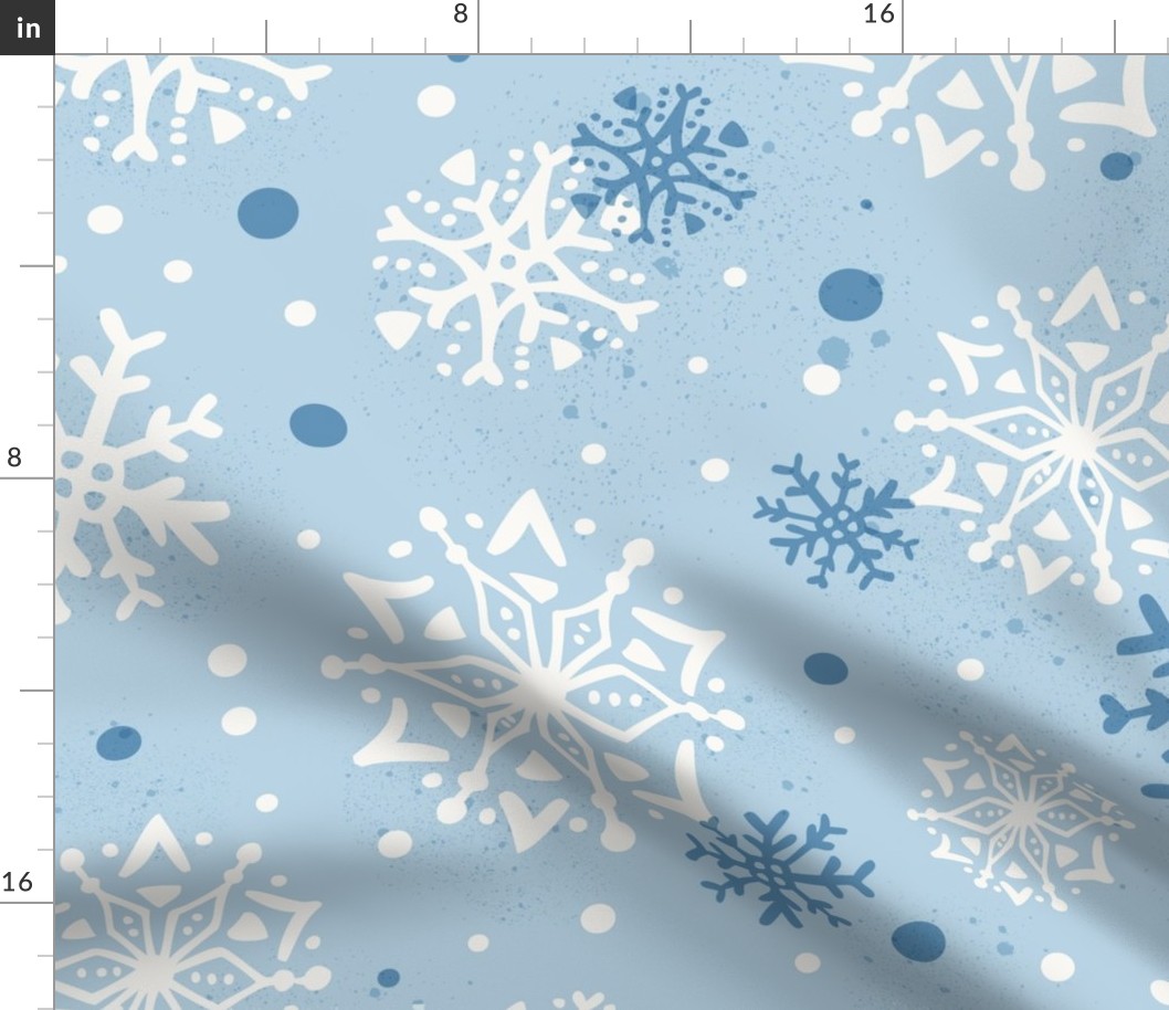 Snow Storm - Winter Snowflakes Fog Light Blue Jumbo Scale