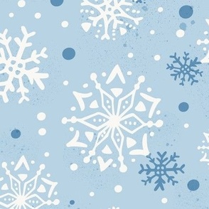 Snow Storm - Winter Snowflakes Fog Light Blue Large Scale