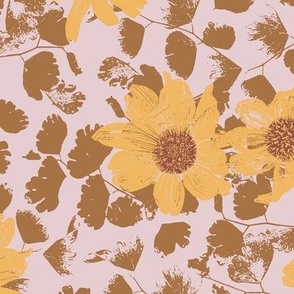 Bramble and flowers in gold
