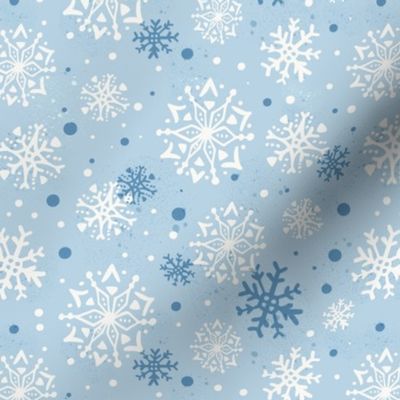 Snow Storm - Winter Snowflakes Fog Light Blue Regular Scale