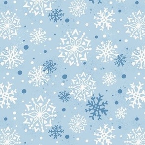 Snow Storm - Winter Snowflakes Fog Light Blue Regular Scale