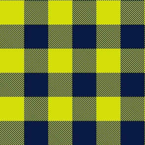 Buffalo Plaid- Midnight Blue and Chartreuse