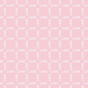 Love and Lace - Grungy Love Text Plaid White on Pink Mini