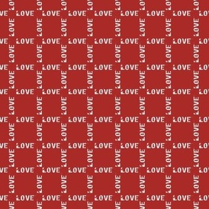 Love and Lace - Grungy Love Text Plaid White on Red Mini