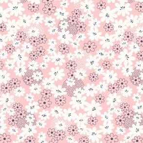 Iona Floral: Pink & Cream Flower Ditsy, Toss, Scatter