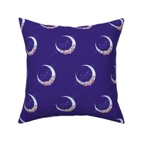Purple Crescent Moon with Roses