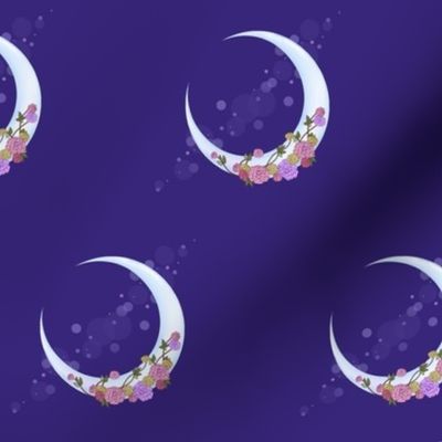 Purple Crescent Moon with Roses