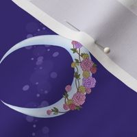 Purple Crescent Moon with Roses