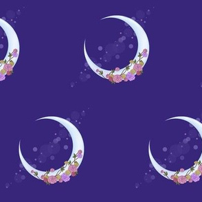 Purple Crescent Moon with Roses