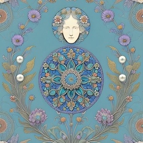 Natur and floral art nouveau pattern