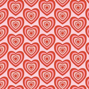 Retro heart aesthetic, concentric hearts in orange-red and pink, pastels, vintage - small