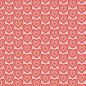 Retro heart aesthetic, concentric hearts in orange-red and pink, pastels, vintage - medium