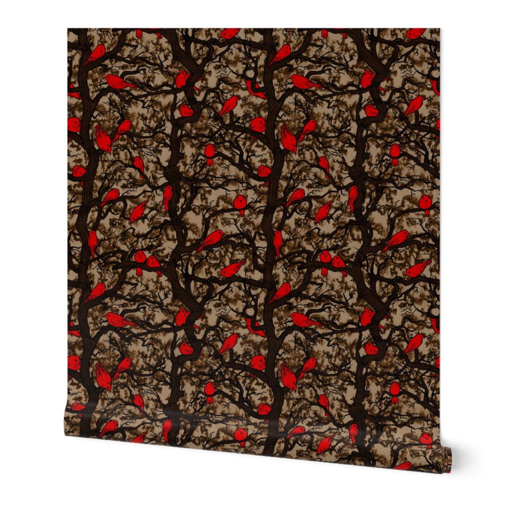 Birds in trees (Brown & Red)