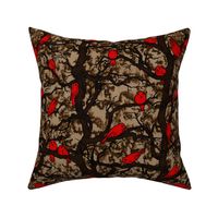 Birds in trees (Brown & Red)