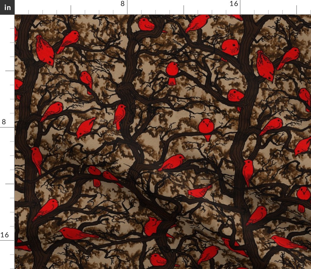 Birds in trees (Brown & Red)