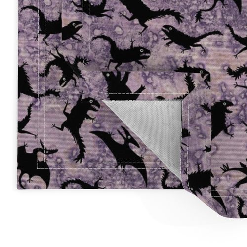 Chaos dinosaurs on mottled purple