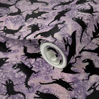 Chaos dinosaurs on mottled purple