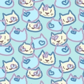 Kitty Bubbles Double  Pale Blue