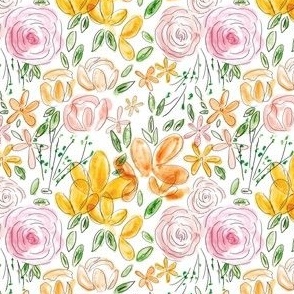 Watercolor Spring Floral 4x4
