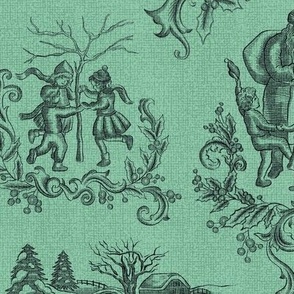 Christmas Toile in Green Background