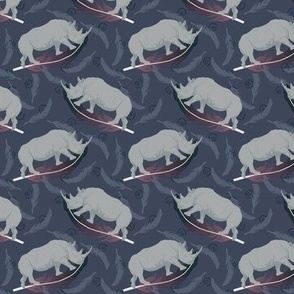 Floating White Rhino - Indigo Blue, small scale