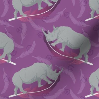 Floating White Rhino - Purple, med scale